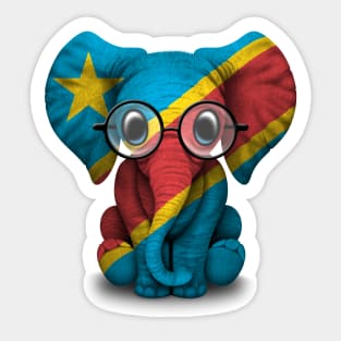 Baby Elephant with Glasses and Congo Flag Sticker